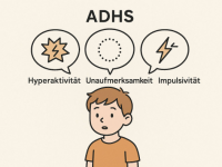 Graphic showing the core ADHD symptoms of hyperactivity, inattention and impulsivity