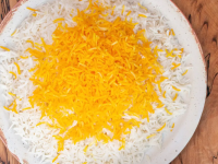 Fluffy golden basmati rice infused with saffron